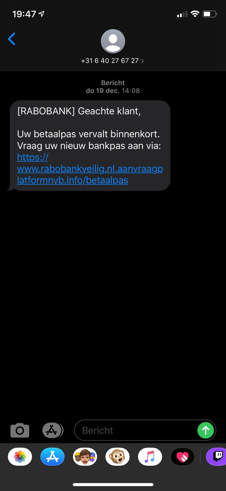 RABOBANK Fraude Sms