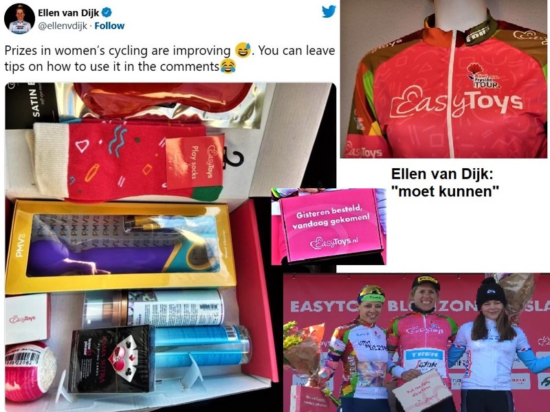 Ellen Van Dijk Ontvangt Easytoys Van Sponsor Wielerwedstrijd