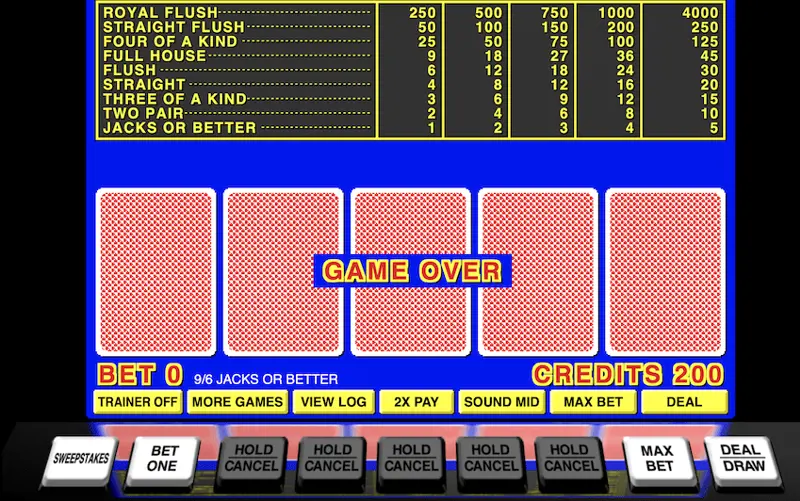 Game Over Video Poker