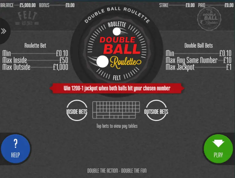 Double Ball Roulette Felt Gaming
