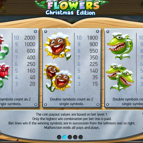 Paytable Online Slot Flowers Christmas Edition