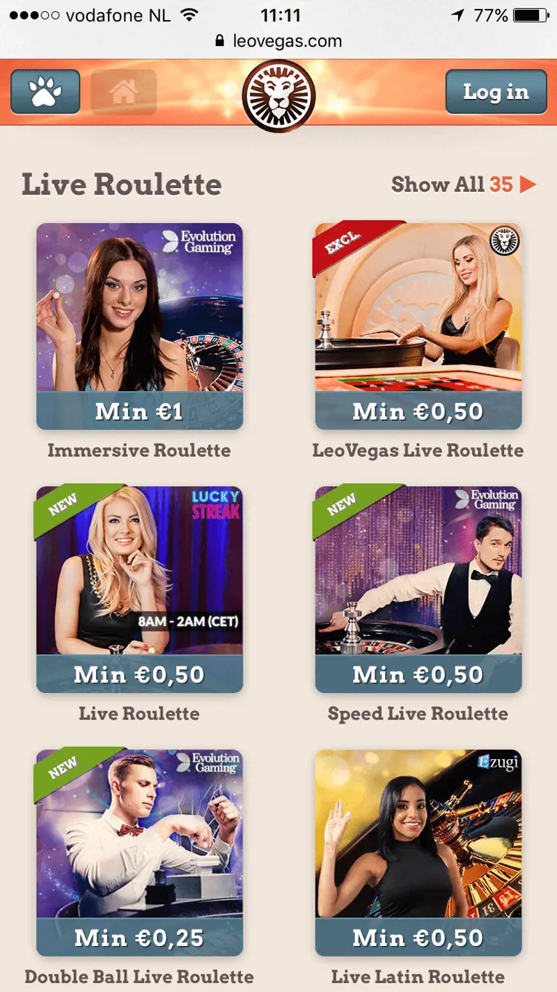 Leovegas Mobiel Live Casino