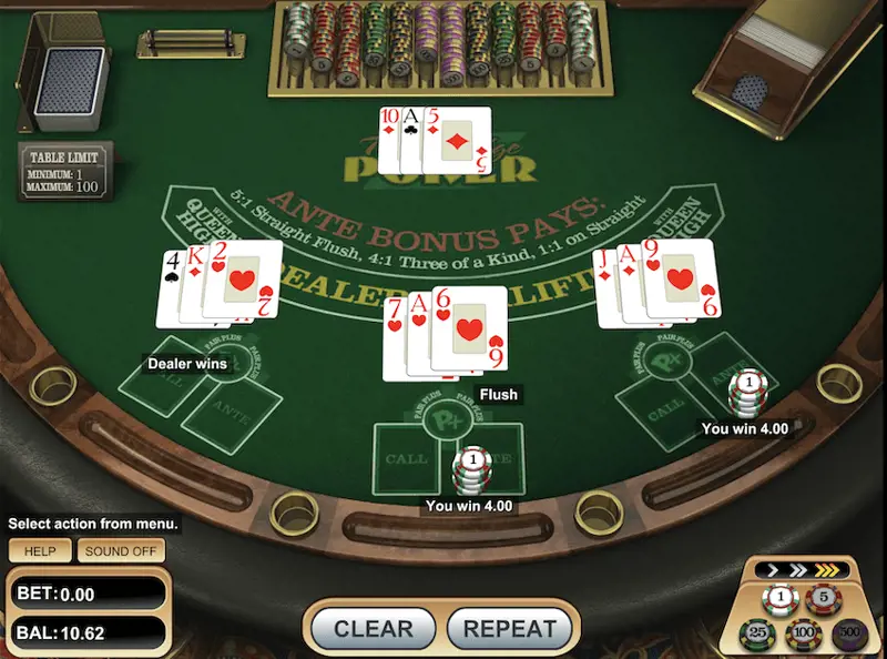 Flush Bij Triple Edge Poker