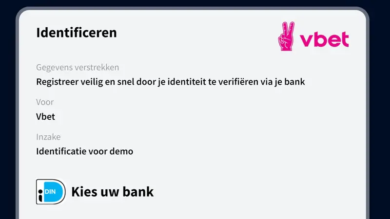 Stap 1: verifieren via bank bij Vbet
