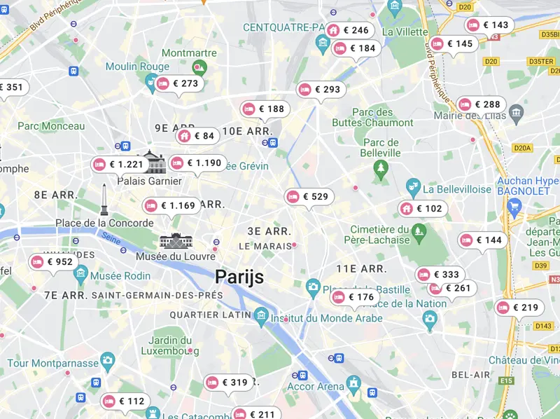 Prijzen Hotels Parijs
