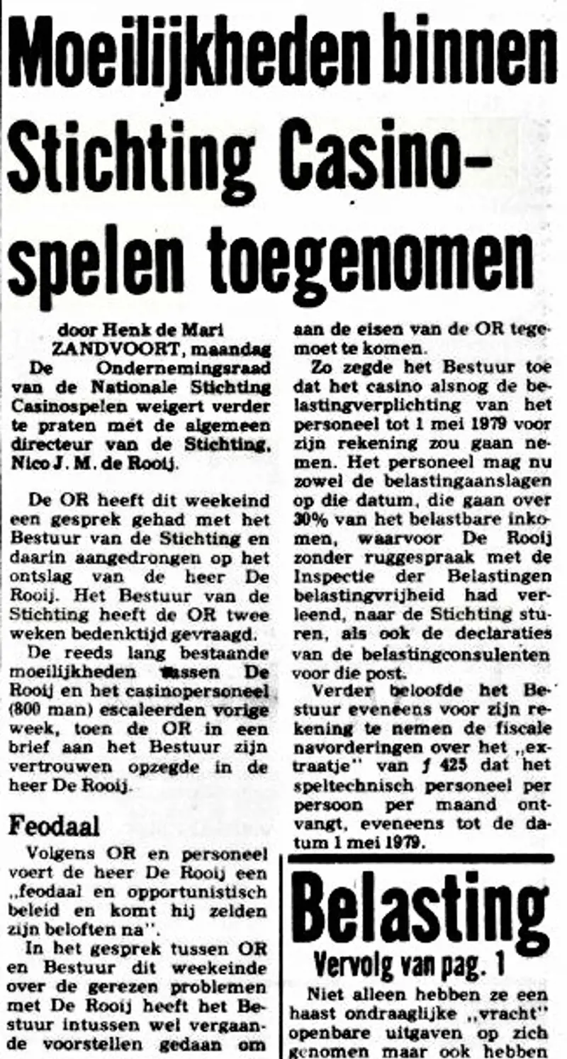 Nico De Rooij Weggestuurd Door Personeel Telegraaf 10 Maart 80