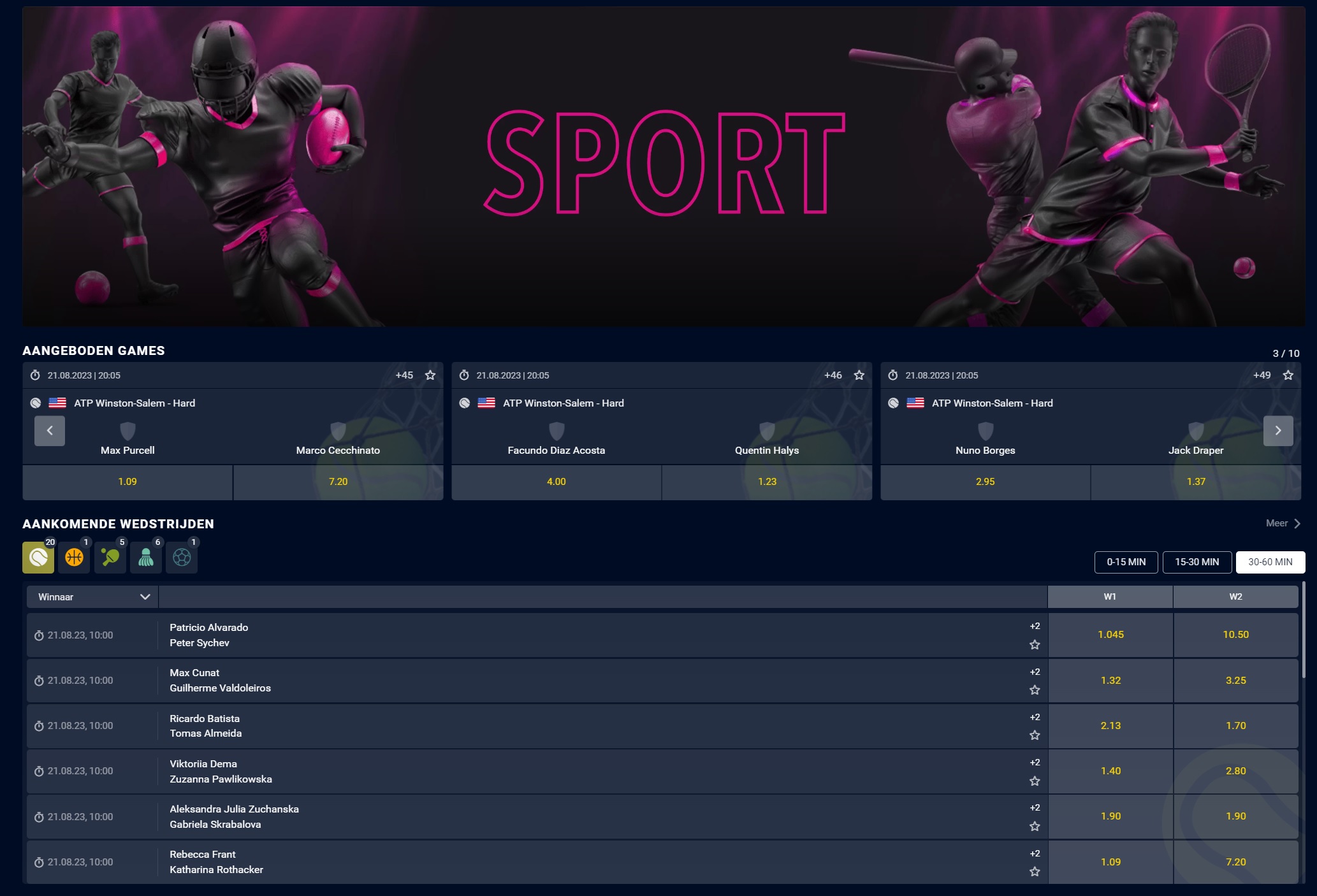 Vbet screenshot van homepage