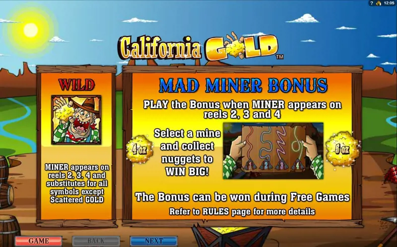 Uitleg Mad Miner Bonus Online Slot California Gold