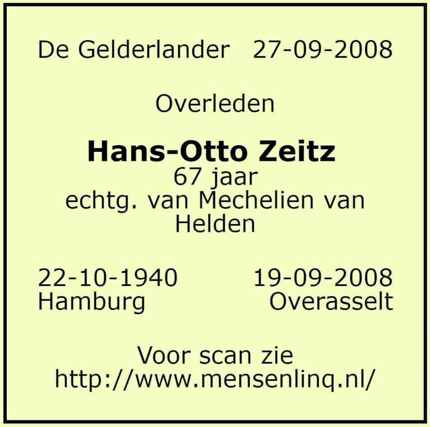 Rust Zacht Hans Otto Zeitz