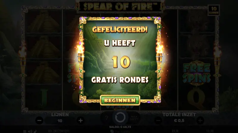 Spear of fire bonus game