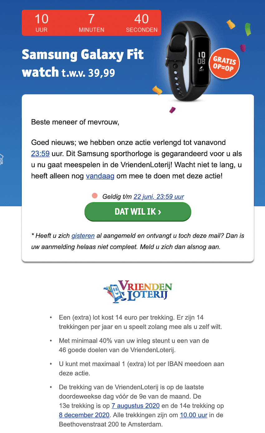 Vriendenloterij Aanbieding