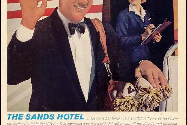Worldwide The Sands Hotel And Casino Las Vegas Vintage Ad With Dean Martin 1962